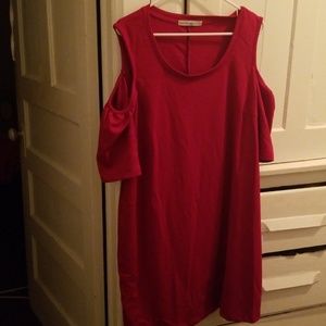 Signature collection red dress.modern open shoulde